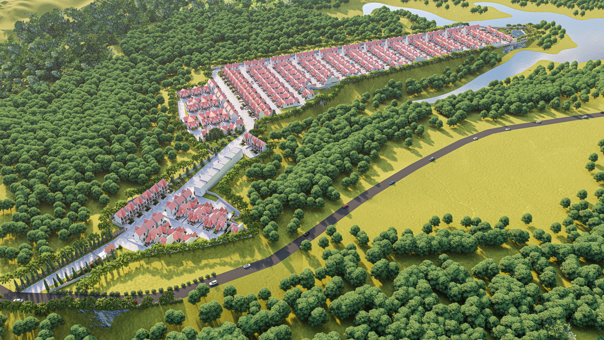 Pemandangan udara Tasnim Vintara Padalarang dekat Tol Padalarang dan Kota Baru Parahyangan